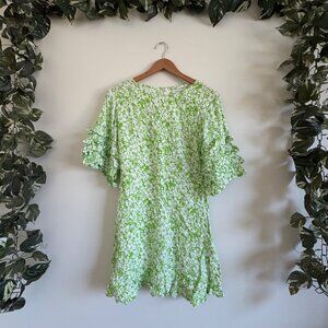 Faithfull The Brand Serafina SS Mini Dress Freda Floral Green Women’s Size 6